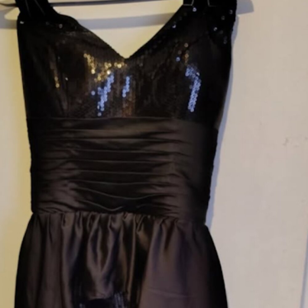 Gorgeous Strapless Black Dress with attached overskirt
